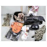 Halloween items including masks, blow up Decor,