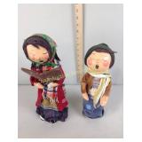 Paper Mché carolers, broken hands on one