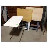 Two TV trays and side table