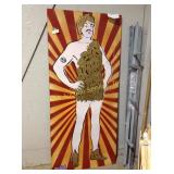 Painted hollow piece of wood, 36 x 80