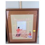 Framed picture, signed Charlie begay 77