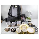 Dish set some chips, blender, massage chair pad