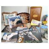 Owl calenders, pillow, tray, camera case, lamp