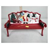 Cast iron Christmas  bench with wooden seat