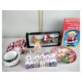 Musical Santa bear, snowman mug, Santa cap, Santa