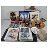 Serving plates, owl and peacock decor