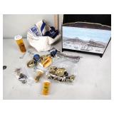 Magazine rack, cabinet knobs and hardware