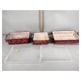 Temptations casserole dishes, floral lace design,