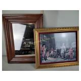 Framed print of Colonial men, veneered framed