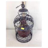 Outdoor metal flower-design planter, metal pear