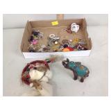Misc mismatched jewelry, brass Indian elephant,