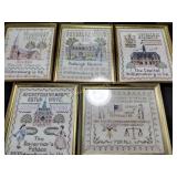 Framed Needle Art, Schoolhouse, Pledge of