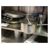 Pots, pans, kitchenwares (everything on shelf)