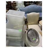 Plastic salad bar wells, platters