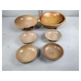 Wooden serving bowls and salad bowls cherries
