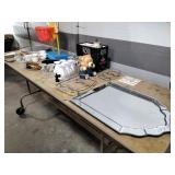 Mirror, battery operated clock, bank, pictures,