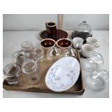 Hull platter and bowls, cheese server, coffee
