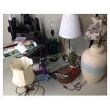 Lamps assortment, cow door wedge, stuffed