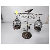 Metal bird candle holder, votive tea candle in
