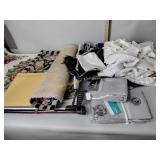 Vintage crossstitch linens variety, rugs, cane,