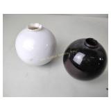 2 lightning rod globes, ruby and milk glass