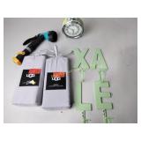 Pottery barn kids alarm clock, letter hooks, new