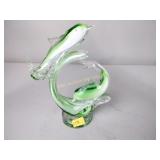 Art glass dolphin statue