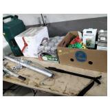 Rubbermaid can, Mason ball jars, miracle grow,