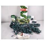 Christmas decorations including lights and foam