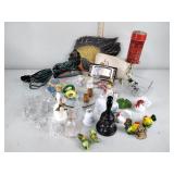 Wooden fish, salt and pepper, extension cord,