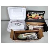 GE hand mixer set, peeling wand, seamstress iron