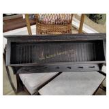 Painted wood shelves with pegs, 48 x 10 x 18,