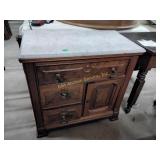 Marble top commode 31 x 17 x 29, marble stained,