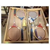 Badminton set it case, no net, one racquet warped