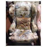 Sherrill wing back sofa chair, Peacock upholstery