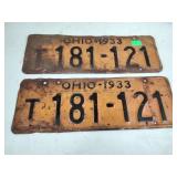 1933 Ohio license plates, pair