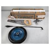 Ceiling grid, wheel, saw,miscellaneous items