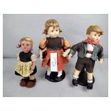 Hummel little girl, Goebel dolls hiking boy and