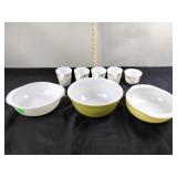 Pyrex bowls and coffee cups