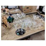 Housewares, beautiful green candy dish, etched