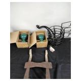 Hanging wire baskets, wigwam finials