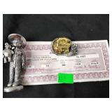 Michael Ricker pewter, boy and teddy bear, dog