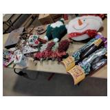 Decor including, Christmas lights, pillows,