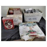 Christmas tree stand, ornaments, ornament hooks -