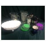 Anchor hocking star and David pitcher, tumblers,