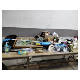 Decor items including owls, pictures, picture