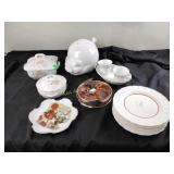 Candy dish, covered dishes, plates, cups, Pig