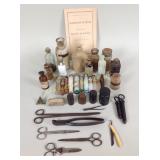 19th Century Apothecary Bottles & Surgical Instrum