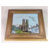 Victorian Reverse Painted Glass Westminster Cathed