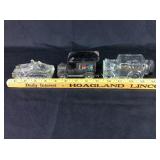 3 Glass Candy Containers Automobiles & Tank